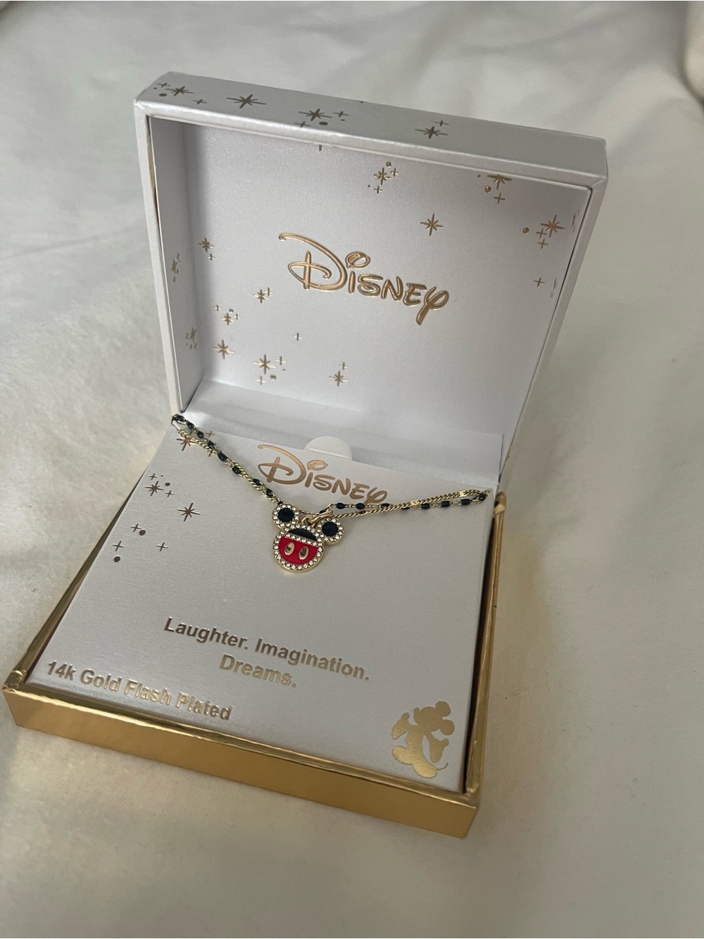 Disney Gold-Plated Necklace with Red & Black Mickey Pendant